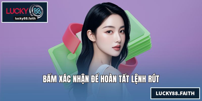 Bấm xác nhận để hoàn tất lệnh rút